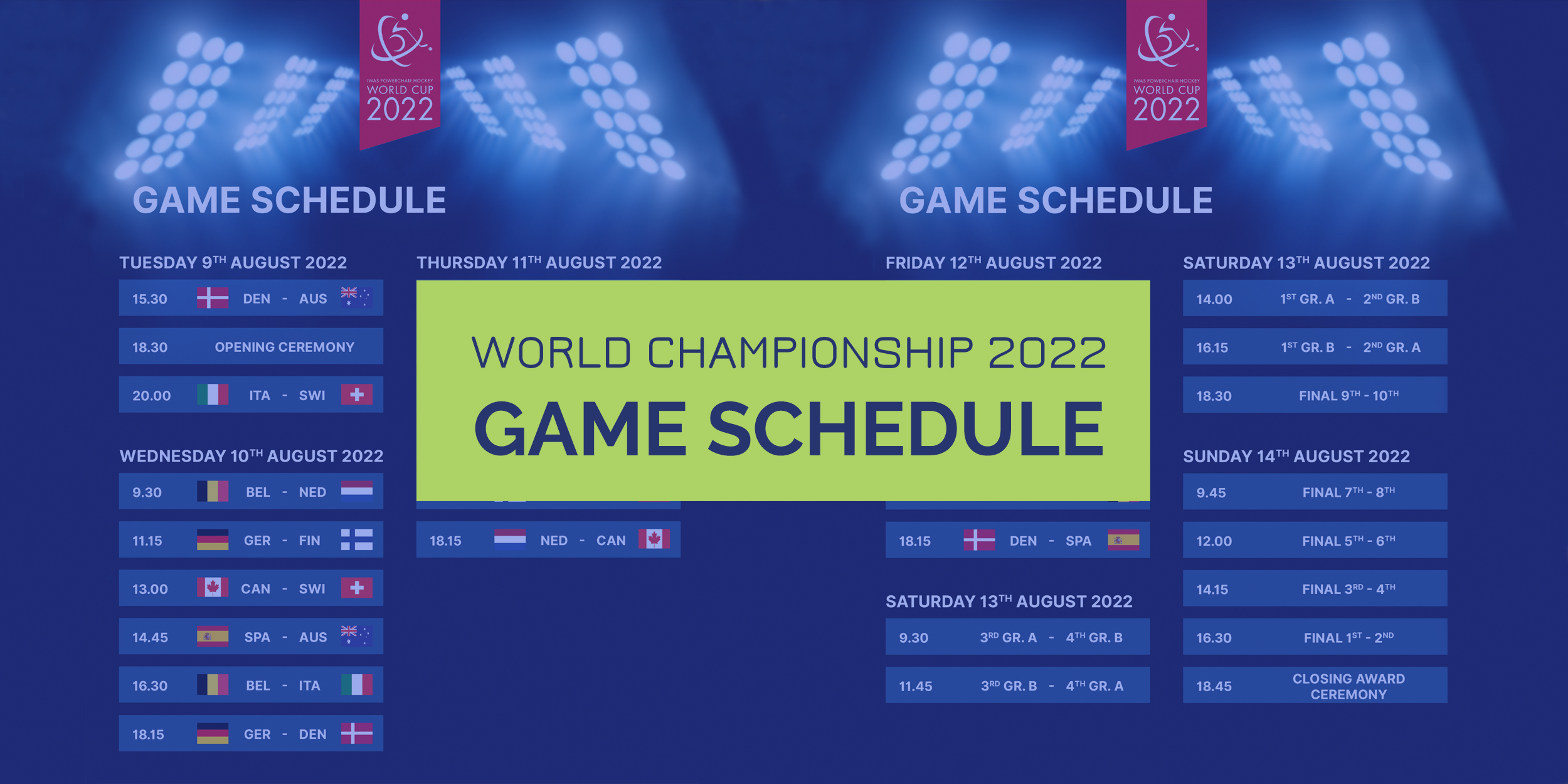 Game schedule announced for the IPCH World Championship 2022 in Sursee