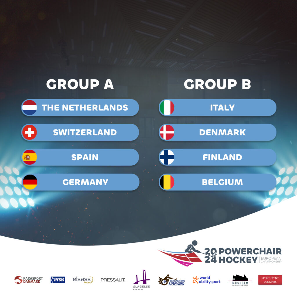 the groups of the European Championship, with in Group A The Netherlands, Switzerland, Spain and Germany. In Group B we find Italy, Denmark, Finland and Belgium.