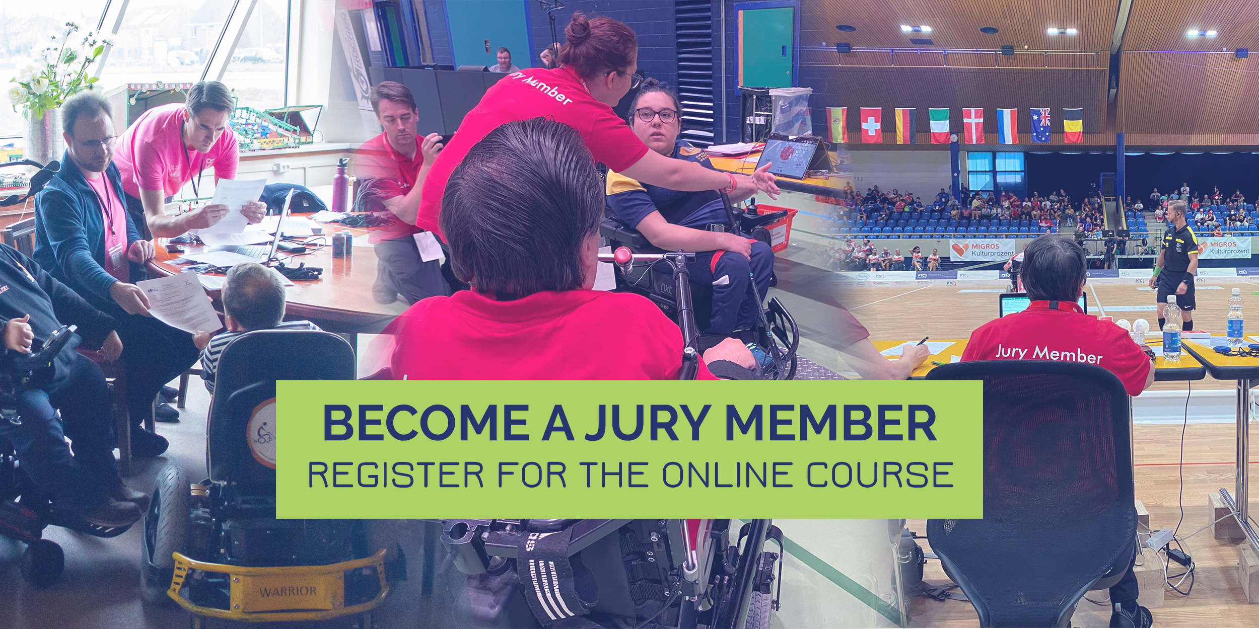 This picture shows the duties a Jury Member has and displays the text: Become a Jury Member, Register for the Online Course