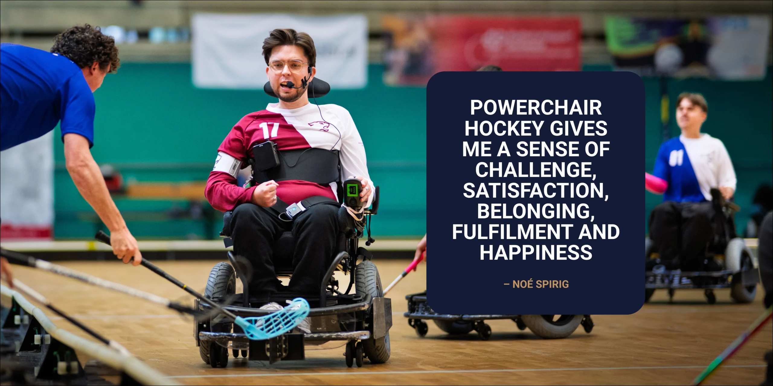 International Powerchair Hockey | Official Website | Athlete of the Year Noé Spirig on Performance, Responsibility and Impact Noé Spirig celebrating with his coach.